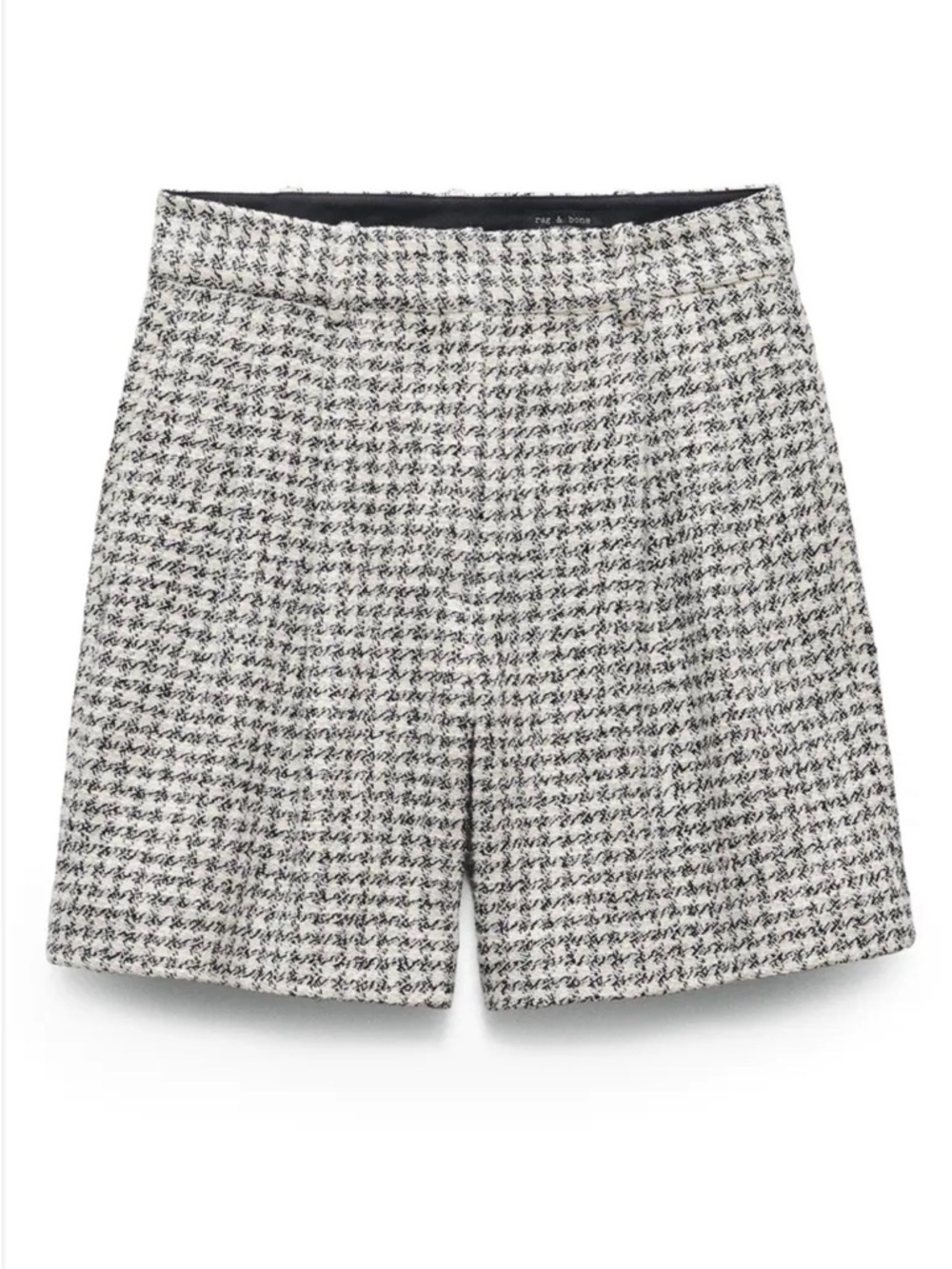 Rag & Bone High-Waist Houndstooth Tweed Women’s Shorts - Black & White